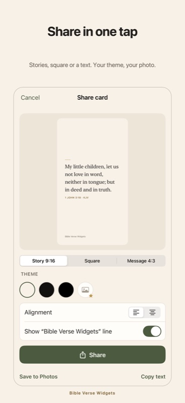 Bible Verse: story share card composed in the current theme