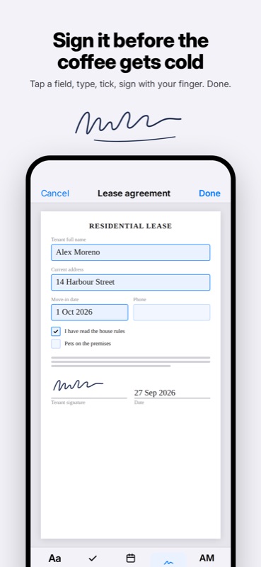 PDF Converter: Filling and signing a lease form